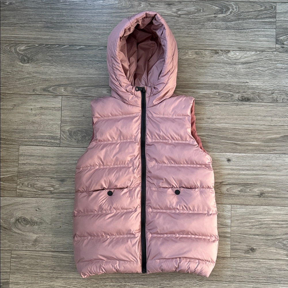 Zara Light Pink Hooded Vest girls excellent condition sz 8-9 Yaers